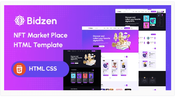 Bidzen - NFT Marketplace HTML Template 