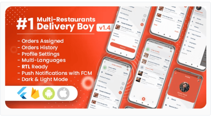 Delivery Boy For Multi-Restaurants Flutter App - Free Download