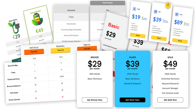 Easy Pricing Tables - WordPress Pricing Table Plugin Free