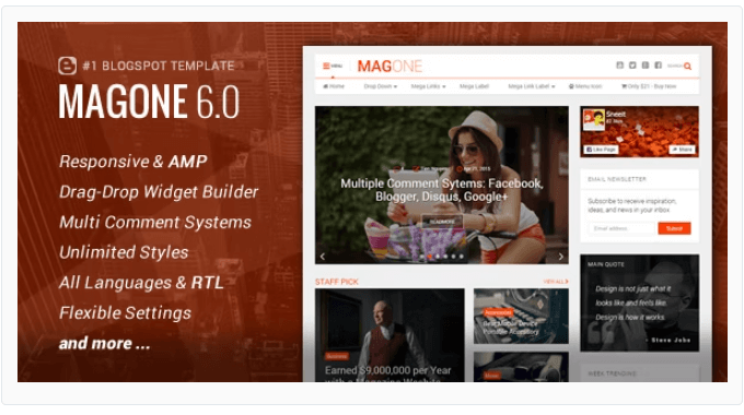 MagOne - Responsive News & Magazine Blogger Template