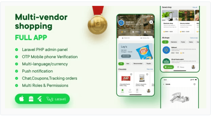 Multi Vendor e-Commerce (Customer, Vendor and Delivery Apps (Flutter), Admin Panel (PHP Laravel))