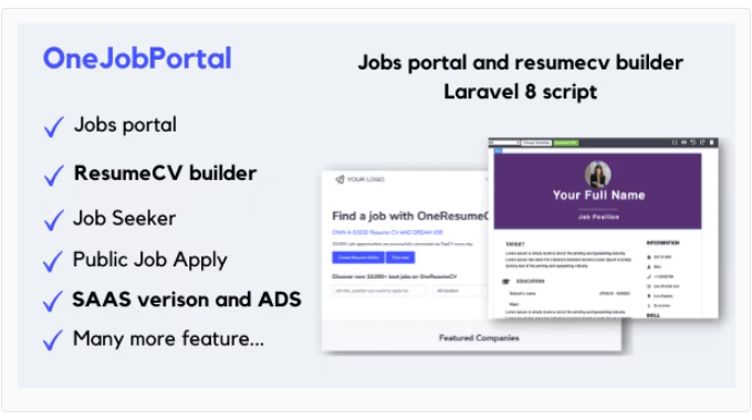 OneJobPortal - Jobs board and resume builder
