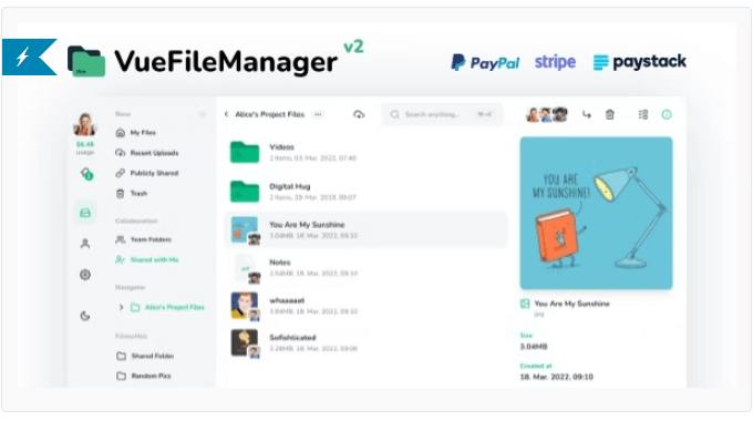 Vue File Manager - Store, Share & Get Files Instantly - Private Cloud Build on Vue & Laravel