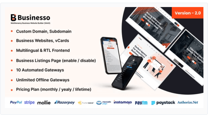 Businesso - Business Website SAAS (Multitenancy)