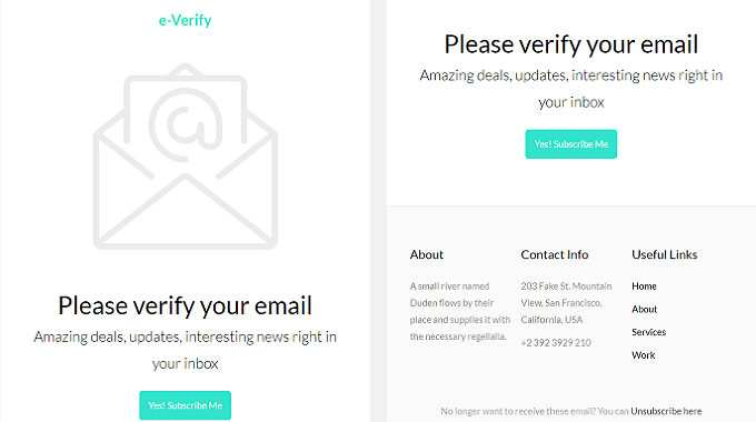 Email Verification Email HTML Template Free