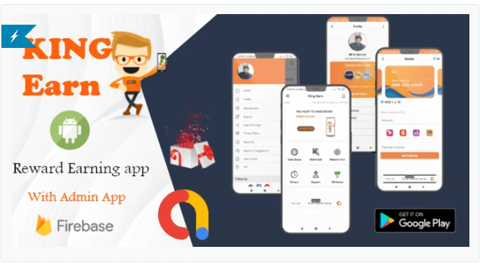 KingEarn - Android Rewards Earning App With Admin App