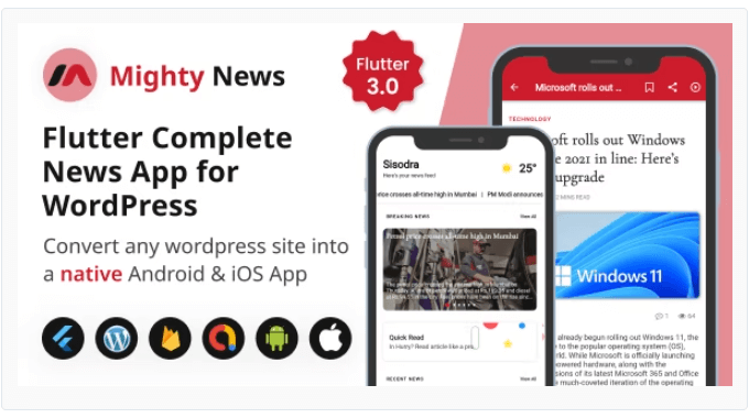 MightyNews - Flutter News App with WordPress backend