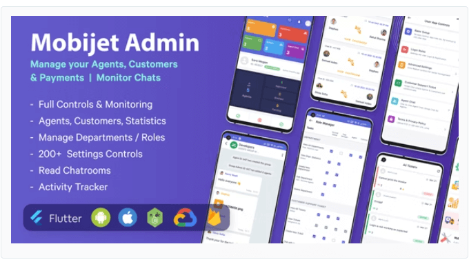 Mobijet ADMIN - Manage & Monitor Agents, Customer & Payments | Android & iOS Flutter app