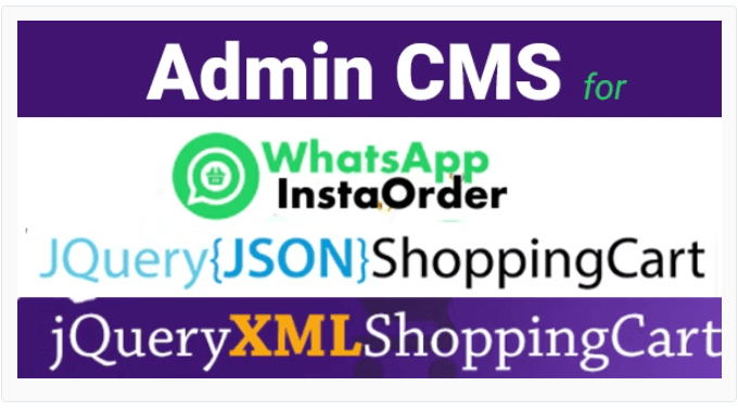 Admin CMS for WhatsApp Insta Order - jQuery JSON Store Shop - jQuery XML Store Shop
