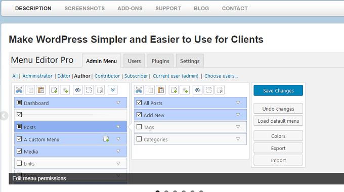 Admin Menu Editor Pro Plugin + Addons