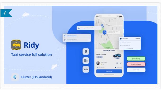 Ridy Flutter - Full Taxi solution
